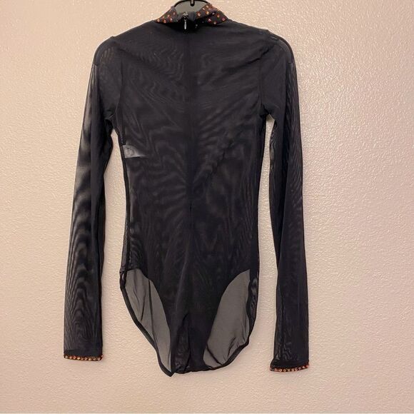 WEISSMAN Balera Dance black Long Sleeve Mesh Leotard overlay SM11109 SA adult - Picture 2 of 13